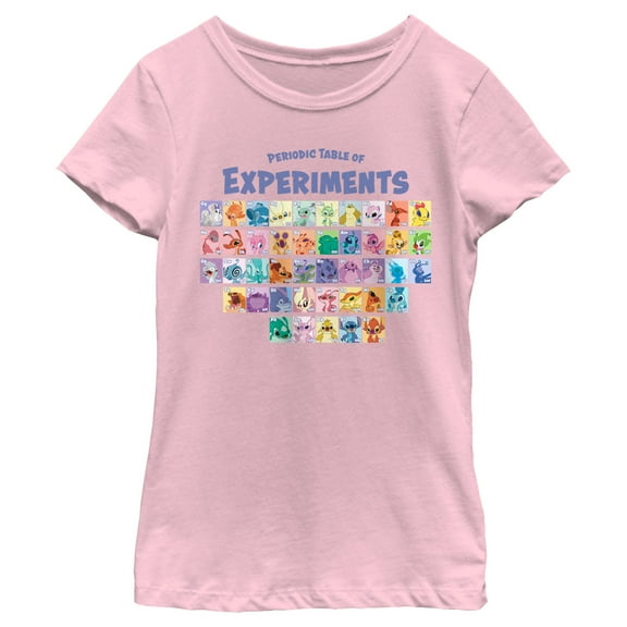 Girl's Lilo & Stitch Periodic Table of Experiments Graphic Tee Light Pink Medium