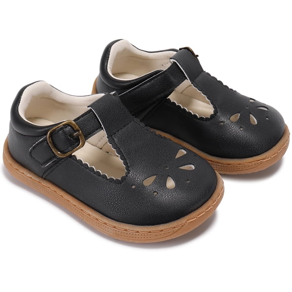 TEAHOO X STQ KIDS School Shoes for Girls Footwear Mary Jane Toddler Ballet Comfortable Dress Shoe Black Toddler 8