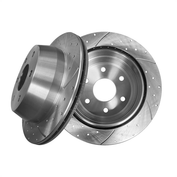Rear 325mm Drilled Slotted Brake Disc Rotors For 1999-2007 GMC Sierra 1500