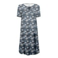 thumbnail image 3 of QLEICOM Womens Summer Floral Print Short Sleeve Sundress T-Shirt Dress Casual Loose Dress with Pocket Blue S, US Size:4, 3 of 4