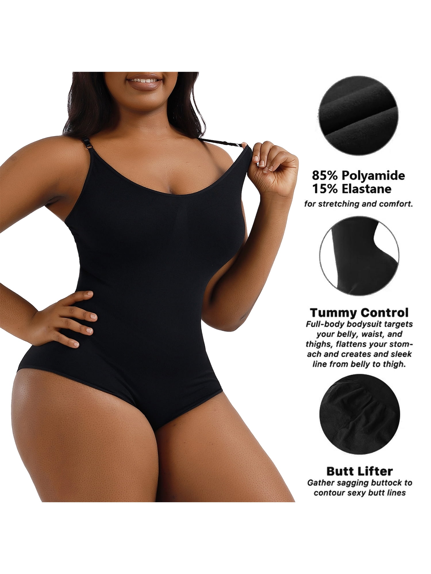 Ultra Comfy Body Shaper,,women Sculpting Bodysuit Tummy Control Shapewear  Seamless Body Shaper Thong Adjustable Straps