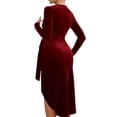 thumbnail image 4 of DYMADE Women Velvet Bodycon Long Sleeve Deep V-neck Sexy Elegant Party Dress, 4 of 6