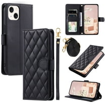 Mantto for iPhone 13 mini Wallet Case with Detachable Wrist Strap & Shoulder Strap,Shockproof Luxury PU Leather Purse Credit Card Slots Magnetic Flip Kickstand Crossbody Phone Case, Black