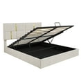 thumbnail image 3 of MODERNLUXE 2-Pieces Bedroom Sets,Queen Size Lift Up Storage Bed with 1 Ottoman and Hydraulic Storage,Upholstered Platform Bed Frame,No Box Spring Needed,Beige, 3 of 9
