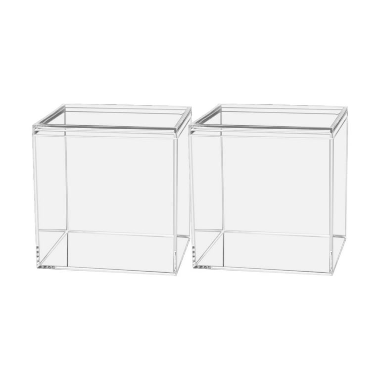 2x Transparent Acrylic Storage Box Container Stackable 10cmx10cmx10cm