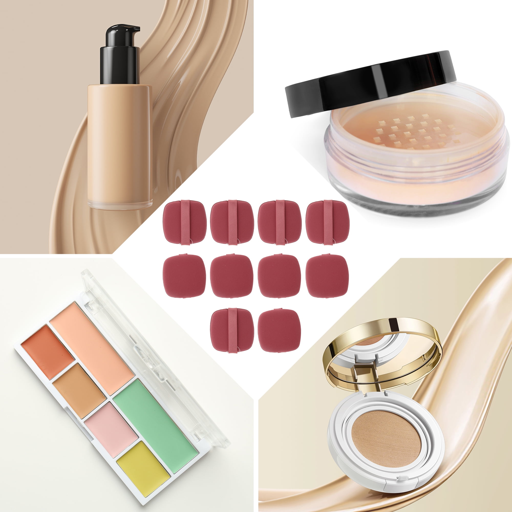 Unique Bargains 10 Pcs Square Face Makeup Sponge for Bedrooms Beauty Applications Red