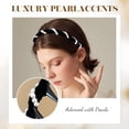 thumbnail image 6 of Vintage High Cranium Artificial Pearl Hairband, Elegant Pearls Headbands for Women's Girls, Bridal Hair Hoop Rhinestones Hairs Accessories, Wedding Party Hair Bands Headwear, 6 of 8