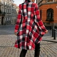 thumbnail image 5 of LTTVQM Womens Long Sleeve Button Down Plaid High Low Jacket Open Front Lapel Peplum Jacket Coat Fall Winter Outfits Red M, 5 of 7