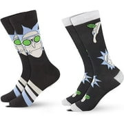 Hyp Rick and Morty Socks Mens and Womens Socks Featuring Rick and Morty | 2 Pack Casual Crew Socks  Black