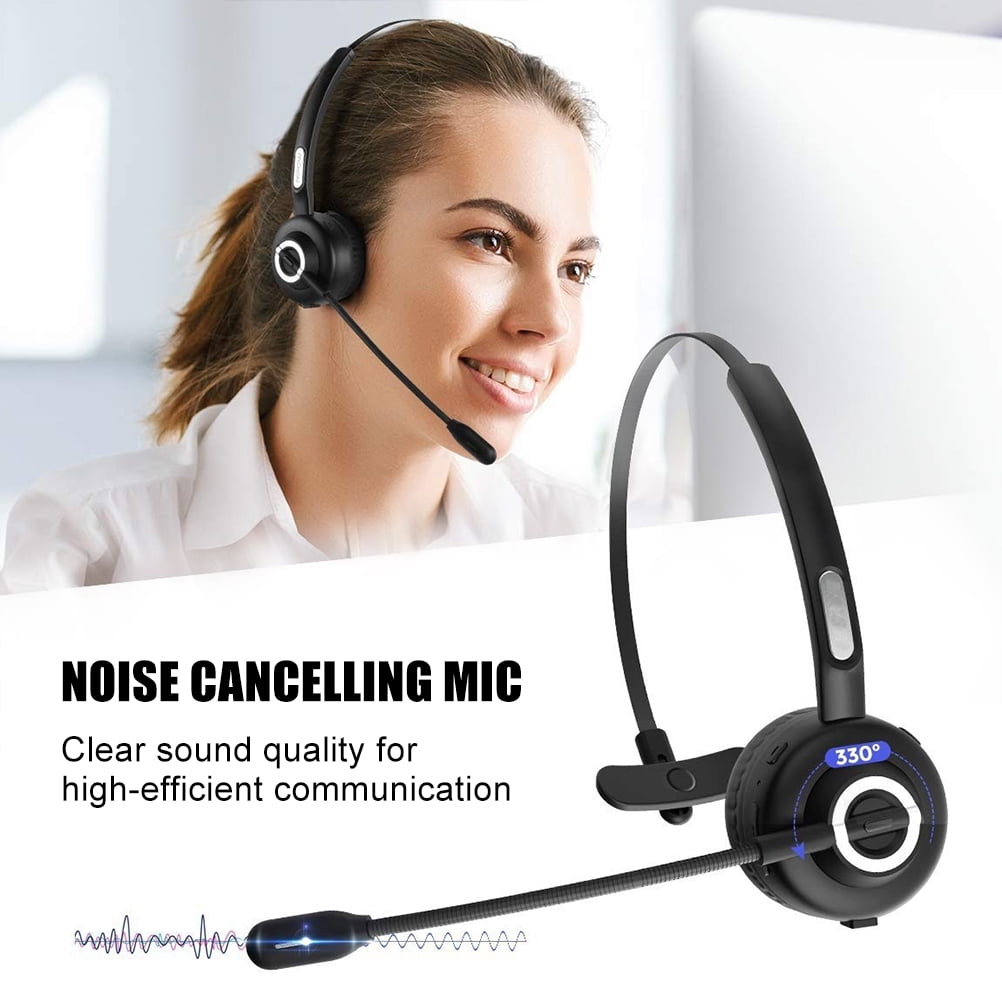 Hydanny Bluetooth 5.0 Headset Wireless Headset with Microphone Charging Base for Office Business Call Center Home Smartphones PC