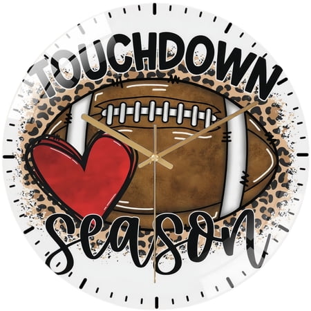 Decorative Clocks： Touchdown Season Glass Wall Clock,, Football And Heart Glass Wall Clock, Farmhouse Rustic Glass Wall Clock for Homes, Bars, Offices, Man Caves, Garages, And Living Rooms. Also Make
