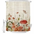 thumbnail image 2 of Vintage Spring Floral Waterproof Fabric Shower Curtain, Summer Botanical Red Waterproof Fabric Shower Curtain for Bathroom Curtains Bathtubs Hotel Washable Shower Curtains with 12 Hooks Small 36x72in, 2 of 8
