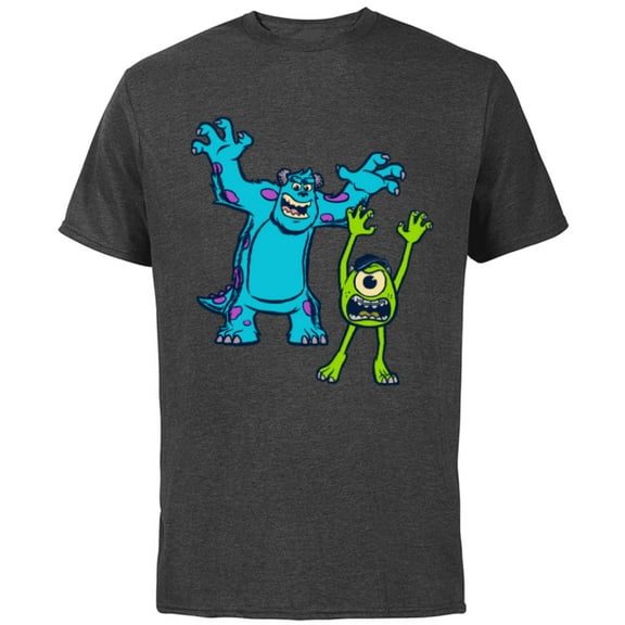 Disney Pixar Monsters University Sulley and Mike T-Shirt - Short Sleeve Cotton T-Shirt for Adults - Customized-Charcoal