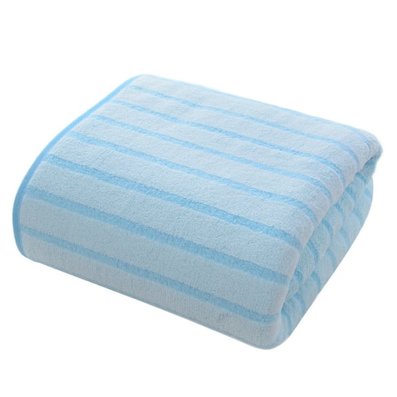 Soft Towels For Bathroom Fleece Striped Towel Household Soft Water Absorbing Drying Non Linting Bath Face Wash Towel Thickened Men'S And Women'S Face Towel Blue 70x30x0.5cm