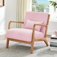 thumbnail image 2 of Jopath Mid-Century Accent Chair,Modern Corduroy Fabric Arm Chair with Wood Frame and Pillow,Upholstered Armchair,Reading Chair,Lounge Chair for Living Room,Bedroom,Pink, 2 of 8