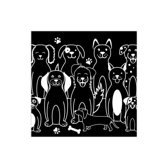 Happy Dogs Black Dogs Paws Bone 12 x 12 Wood Wall Sign Plaque