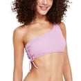 thumbnail image 2 of Salt + Cove Womens Juniors Textured One Shoulder Bikini Swim top Purple XS, 2 of 4