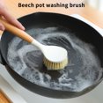 thumbnail image 4 of Coollooc Dish Brush Kitchen Brushes Set with Bottle Brush, Dish Brush, Palm Scrub Brush and Straw Brush, Fruit Vegetable Cleaning Brushes, Long Handle for Skillet Wok Pot Pan Cast Iron(B), 4 of 6
