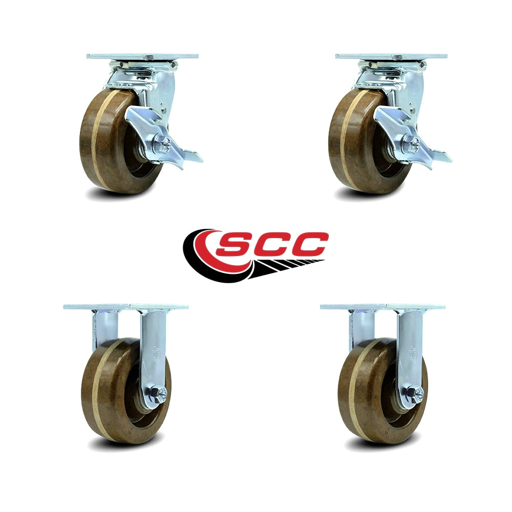 Service Caster 5" x 2" High Temperature Phenolic Wheels Caster Set of