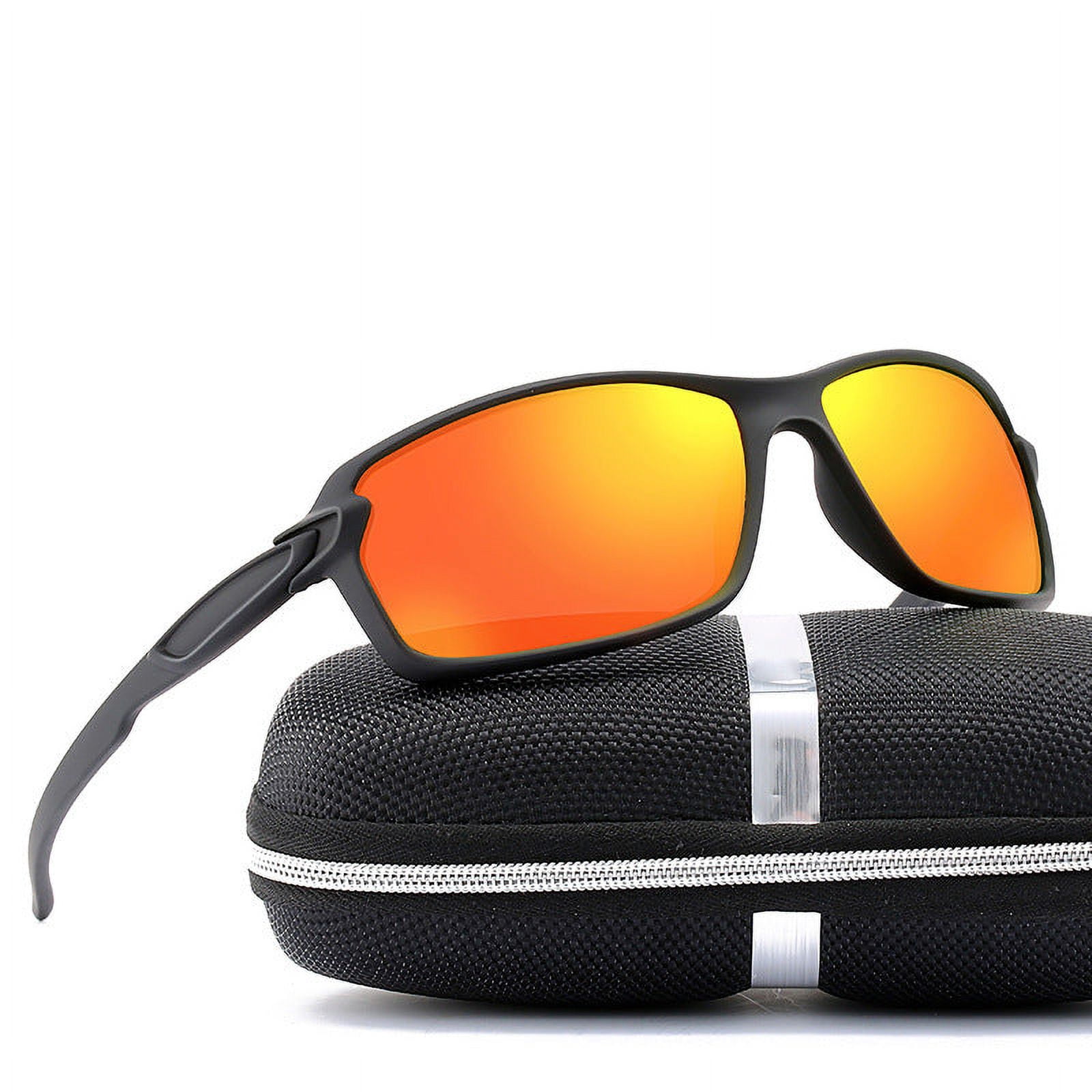 Mens Polarized Sports Sunglasses with Cool Mirror Lens and Strong Resin Construction for Enhanced Vision