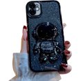 thumbnail image 1 of Funda 6D Bling Astronaut para iPhone 11, con baño líquido, brillo flotante y arena movediza, para mujer y niña, color negro (Astronauta fijo, sin soporte), 1 of 8