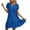 Blue, variant on yillto Women's Summer Dress Puff Short Sleeve V Neck Ruffle Hem Loose Flowy Elegant Mini Dresses
