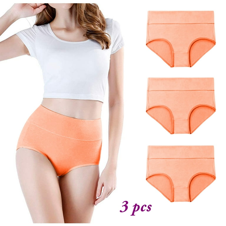 3pcs Women's Underwear Cotton High Waist Stretch Panties Soft