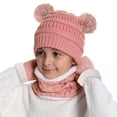 thumbnail image 3 of 1-3 Years Kids Winter Hat Warm Knit Thick Cap with Scarf Mittens Set for Girls Boys, 3 of 3