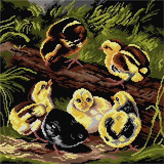 Needlepoint canvas for halfstitch without yarn after Arthur Fitzwilliam Tait - Chicks 3572L