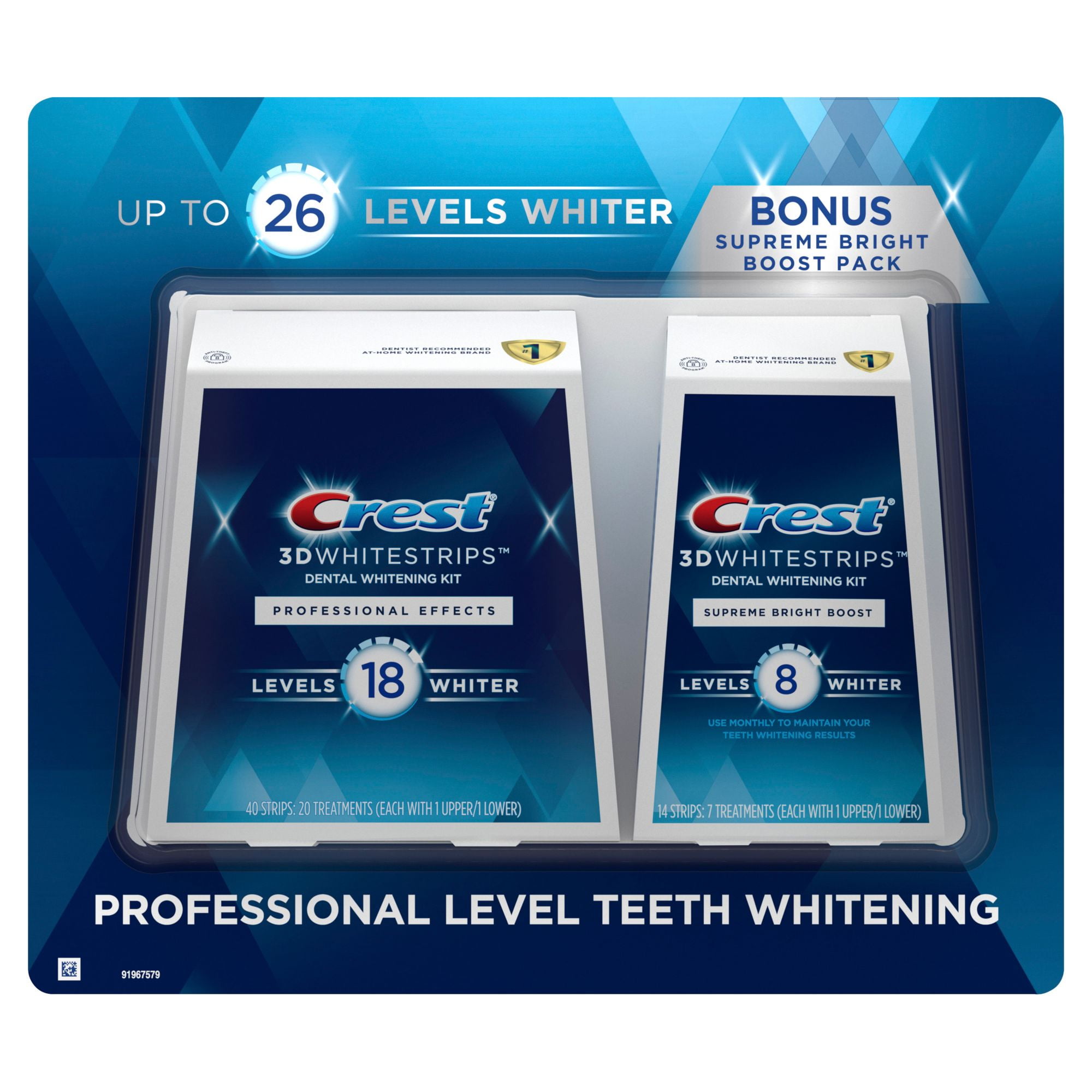 Crest 3D Whitestrips Prof. Eff. 20 ct. + Supreme Bright Boost 7 ct. At
