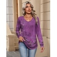 thumbnail image 5 of Zeagoo Womens Tops Long Sleeve Shirts V Neck Trendy Tee Pleated Tshirts Loose Tunic Work Clothes, 5 of 7
