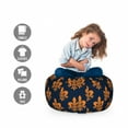 thumbnail image 2 of Fleur De Lis Storage Toy Bag Chair, Victorian Floral Pattern of Orange Color and Curly Ornaments Gothic Era, Stuffed Animal Organizer Washable Bag, Small Size, Dark Blue Orange, by Ambesonne, 2 of 3