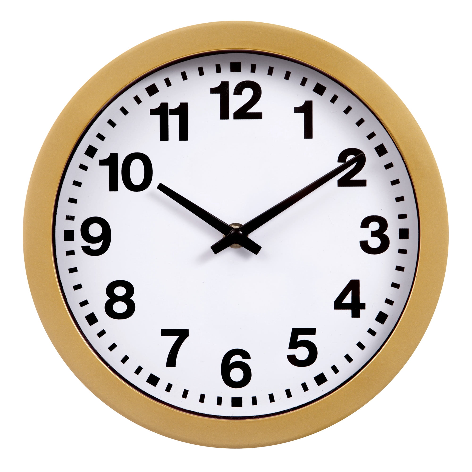Patton Wall Decor 9 Inch Round Gold Wall Clock with Bold Numbers