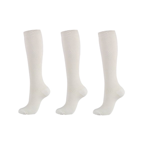 TELOLY 2026 New 3Pcs Compression Socks,Breathable and Moisture Wicking Mens Compression Socks,Suitable for Various Sports Scenarios High Elasticity Fit Knee High Socks,White