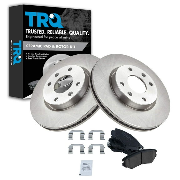 TRQ Front Brake Pad & Rotor Kit Brake Pads Brake Rotor Ceramic Fits Select 2004-2005 Hyundai Sonata 2003-2006 Kia Optima