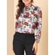 thumbnail image 5 of INSPIRE CHIC Blusa Casual Floral de Manga Larga con Lazo en el Cuello Beige XL, 5 of 6