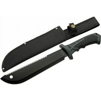 SZCO Supplies 15.25” Rubberized Handle Sawback Outdoor Utility Tool with Nylon Sheath, Black