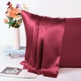 thumbnail image 5 of AUQ Satin Pillowcases for Skin Set of 2,Zipper Closure Burgundy Queen, 5 of 7