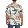 thumbnail image 5 of Naloa Flamingo Palm Trees Men's Loose Fit Cuban Collar Short-Sleeve Shirt with Button-down and Chest Pocket for Everyday Wear Outings - Small, 5 of 7