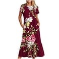 thumbnail image 1 of Fankiway Robe Longue Ample à Manches Courtes avec Poche et Col Rond Imprimé pour Femmes Rondes Robes de Printemps pour Femmes 5848, 1 of 4