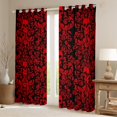 thumbnail image 2 of Damask Gothic Curtains Antique Victorian 30%-50% Blackout Curtains 2 Panels 42"Wx90"L,Black Red Sugar Skull Curtains Drapes Vintage Floral Goth Window Curtains, 2 of 6