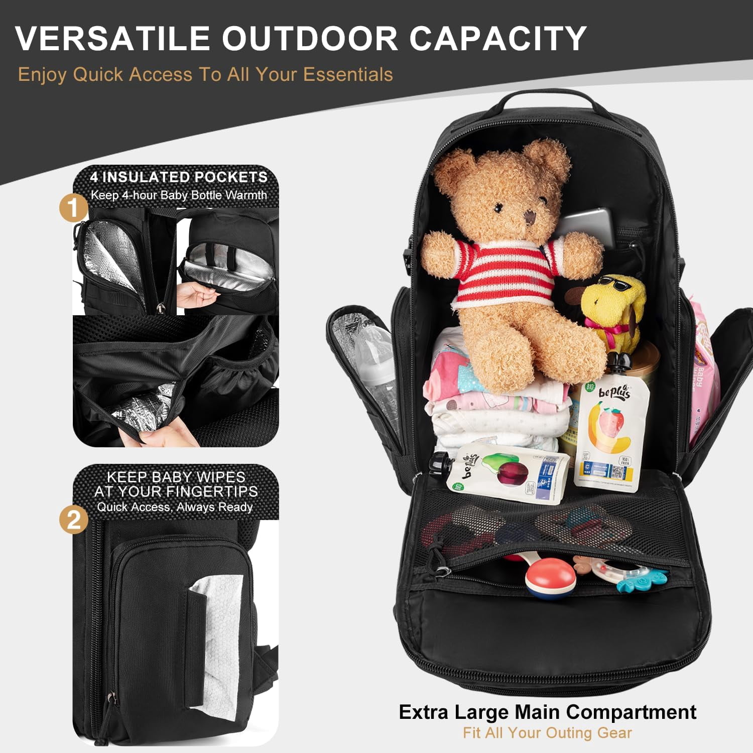 MIRACOL Diaper Bag Backpack for Dad: 40L XL Capacity Fits 1-3 Days Trip - Military Style with Daddy Patch for Active Dads - Ideal Gift for New Fathers & Husbands