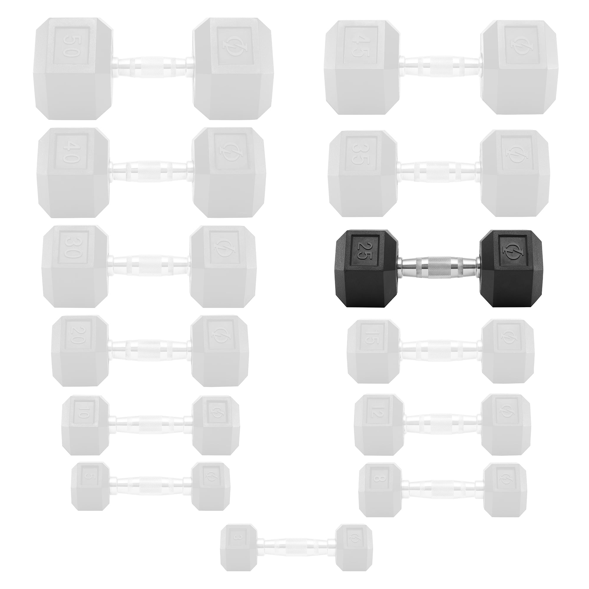 Philosophy Gym Rubber Coated Hex Dumbbell Hand Weight, 25 lbs