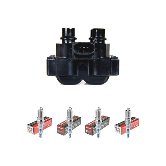 Set of ISA Ignition Coil and 4 Motorcraft Spark Plugs Compatible with 1997-2003 Ford F-150, E-150, Expedition, Explorer, 1996-2011 Ranger, Escape DG500