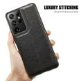 thumbnail image 2 of MOHEYO Slim Vegan Leather Cover Thin Luxury Classic Case for Samsung Galaxy S21 Ultra 5G - Black, 2 of 8
