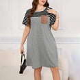 thumbnail image 6 of cfhntfmh Casual Dresses for Women Print Patchwork Crewneck Short Sleeve T-Shirts Dresses Pocketed Lounge Plus Size Dress, 6 of 7