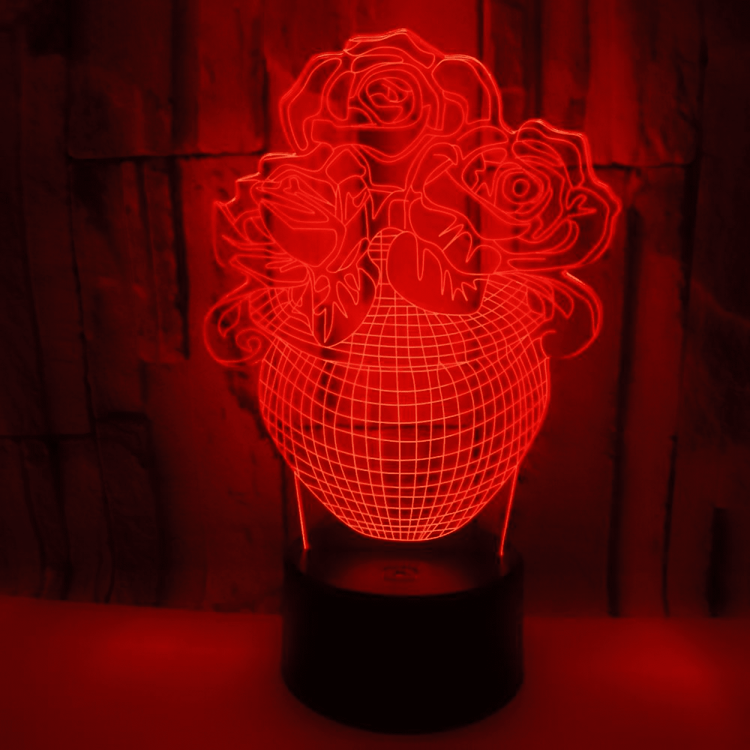 Rose 3D Night Light 7 Color Stunning Visual Colors Changing Table Desk