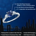 thumbnail image 2 of Gem Stone King 10K White Gold Blue Created Sapphire and White Zirconia 3-Stone Ring for Women | 1.22 Cttw | Round 6MM | Gemstone September Birthstone | Size 9, 2 of 6