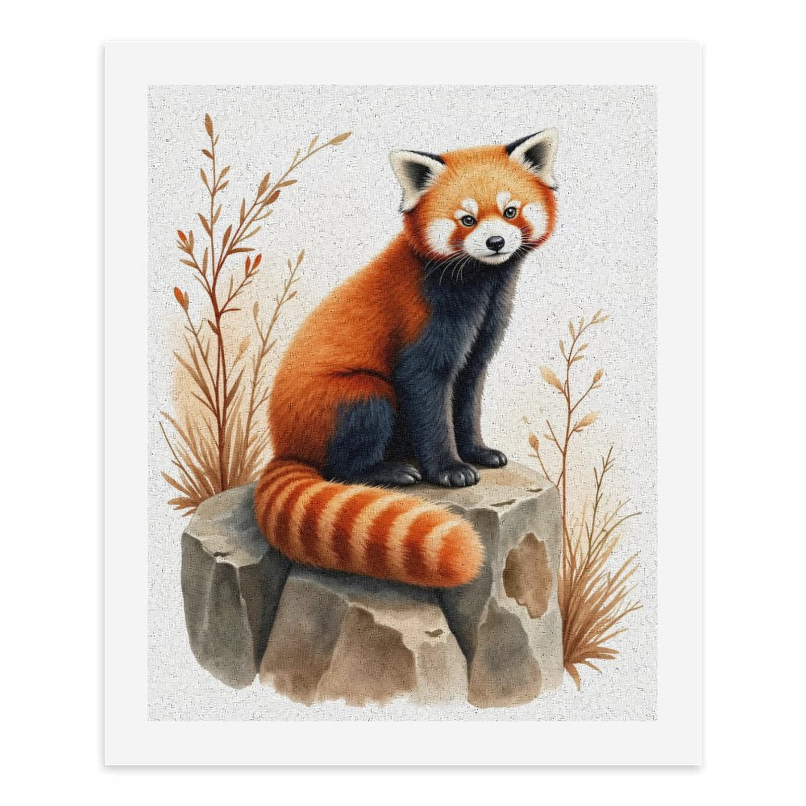 Paint by Numbers Kit for Adults, Red Panda On Rock With Foliage Paint by Numbers, Easy Paint by Numbers Kit for Adults Beginner, DIY Adult Paint by Number Kits on Canvas, 12x16in Home Decor