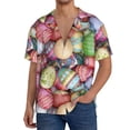 thumbnail image 3 of Gaeub Easter Eggs Men's Lapel Short Sleeve Shirt, Relaxed Fit Shirt, Soft and Breathable for Outdoors Party Travel - Large, 3 of 7